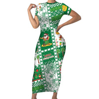 Norfolk Island Christmas Family Matching Short Sleeve Bodycon Dress and Hawaiian Shirt Festive Beach Vibes LT05 Mom's Dress Green - Polynesian Pride