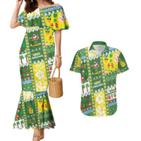 Pitcairn Islands Christmas Couples Matching Mermaid Dress and Hawaiian Shirt Festive Beach Vibes - Polynesian Pride