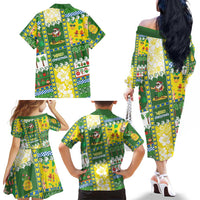 Pitcairn Islands Christmas Family Matching Off The Shoulder Long Sleeve Dress and Hawaiian Shirt Festive Beach Vibes LT05 - Polynesian Pride