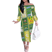 Pitcairn Islands Christmas Family Matching Off The Shoulder Long Sleeve Dress and Hawaiian Shirt Festive Beach Vibes LT05 Mom's Dress Colorful - Polynesian Pride