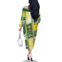 Pitcairn Islands Christmas Family Matching Off The Shoulder Long Sleeve Dress and Hawaiian Shirt Festive Beach Vibes LT05 - Polynesian Pride