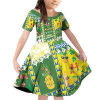 Pitcairn Islands Christmas Family Matching Off Shoulder Short Dress and Hawaiian Shirt Festive Beach Vibes - Polynesian Pride