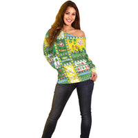 Pitcairn Islands Christmas Off Shoulder Sweater Festive Beach Vibes - Polynesian Pride