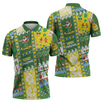 Pitcairn Islands Christmas Zipper Polo Shirt Festive Beach Vibes LT05 - Polynesian Pride