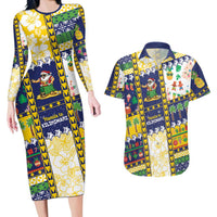Tokelau Christmas Couples Matching Long Sleeve Bodycon Dress and Hawaiian Shirt Festive Beach Vibes - Polynesian Pride