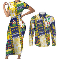 Tokelau Christmas Couples Matching Short Sleeve Bodycon Dress and Long Sleeve Button Shirt Festive Beach Vibes - Polynesian Pride