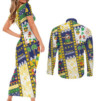 Tokelau Christmas Couples Matching Short Sleeve Bodycon Dress and Long Sleeve Button Shirt Festive Beach Vibes - Polynesian Pride