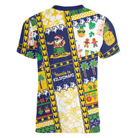 Tokelau Christmas Women V-Neck T-Shirt Festive Beach Vibes - Polynesian Pride