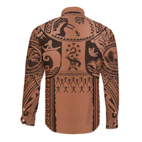 Polynesia Maui Tattoo Inspired Cosplay Costume Long Sleeve Button Shirt LT05 - Polynesian Pride