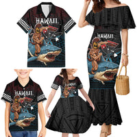 Hawaii Ikaika Family Matching Mermaid Dress and Hawaiian Shirt Hawaiian Mythic Koa Tribal Warrior LT05 - Polynesian Pride