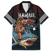 Hawaii Ikaika Family Matching Off Shoulder Short Dress and Hawaiian Shirt Hawaiian Mythic Koa Tribal Warrior LT05 Dad's Shirt - Short Sleeve Black - Polynesian Pride