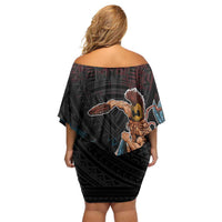 Hawaii Ikaika Family Matching Off Shoulder Short Dress and Hawaiian Shirt Hawaiian Mythic Koa Tribal Warrior LT05 - Polynesian Pride