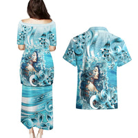 Hawaii Namaka Goddess Of The Sea Couples Matching Puletasi and Hawaiian Shirt Polynesian Style LT05 - Polynesian Pride