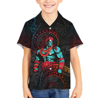 Hawaiian Demigod Maui Family Matching Long Sleeve Bodycon Dress and Hawaiian Shirt Polynesian Mythology LT05 Son's Shirt Black - Polynesian Pride