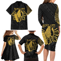 Philippines Tribal Family Matching Long Sleeve Bodycon Dress and Hawaiian Shirt King Lapu Lapu Gold Version LT05 - Polynesian Pride