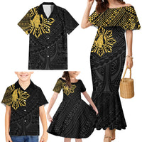Philippines Tribal Family Matching Mermaid Dress and Hawaiian Shirt King Lapu Lapu Gold Version LT05 - Polynesian Pride