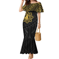Philippines Tribal Family Matching Mermaid Dress and Hawaiian Shirt King Lapu Lapu Gold Version LT05 Mom's Dress Gold - Polynesian Pride