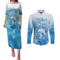 Mother's Love Is Deeper Than Ocean Couples Matching Puletasi and Long Sleeve Button Shirt Polynesian Style
