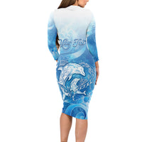 Mother's Love Is Deeper Than Ocean Long Sleeve Bodycon Dress Polynesian Style LT05 - Polynesian Pride
