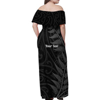 Personalised New Zealand Chur Bro Family Matching Off Shoulder Maxi Dress and Hawaiian Shirt Maori Koru With Silver Fern LT05 - Polynesian Pride