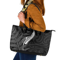New Zealand Chur Bro Leather Tote Bag Maori Koru With Silver Fern