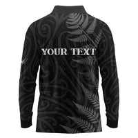 Personalised New Zealand Chur Bro Long Sleeve Polo Shirt Maori Koru With Silver Fern