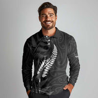 Personalised New Zealand Chur Bro Long Sleeve Polo Shirt Maori Koru With Silver Fern
