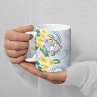 Northern Mariana Islands Chamorro Ceramic Mug Plumeria Curves Style White Version