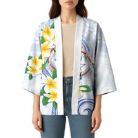 Northern Mariana Islands Chamorro Kimono Plumeria Curves Style White Version