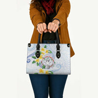 Northern Mariana Islands Chamorro Leather Bag Plumeria Curves Style White Version