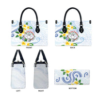 Northern Mariana Islands Chamorro Leather Bag Plumeria Curves Style White Version