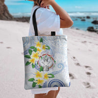 Northern Mariana Islands Chamorro Tote Bag Plumeria Curves Style White Version