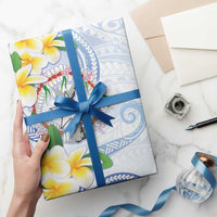 Northern Mariana Islands Chamorro Wrapping Paper Plumeria Curves Style White Version