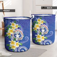 Northern Mariana Islands Chamorro Laundry Basket Plumeria Curves Style Navy Version
