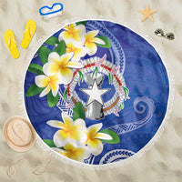 Northern Mariana Islands Chamorro Beach Blanket Plumeria Curves Style Navy Version