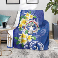 Northern Mariana Islands Chamorro Blanket Plumeria Curves Style Navy Version