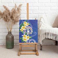 Northern Mariana Islands Chamorro Canvas Wall Art Plumeria Curves Style Navy Version