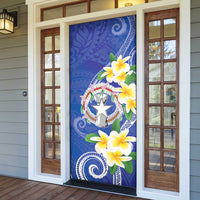 Northern Mariana Islands Chamorro Door Cover Plumeria Curves Style Navy Version LT05 - Polynesian Pride