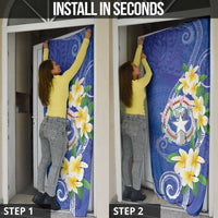 Northern Mariana Islands Chamorro Door Cover Plumeria Curves Style Navy Version LT05 - Polynesian Pride