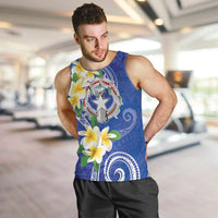 Northern Mariana Islands Chamorro Men Tank Top Plumeria Curves Style Navy Version