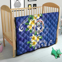 Northern Mariana Islands Chamorro Quilt Plumeria Curves Style Navy Version