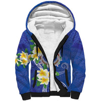 Northern Mariana Islands Chamorro Sherpa Hoodie Plumeria Curves Style Navy Version LT05 Unisex Navy - Polynesian Pride