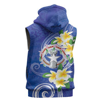 Northern Mariana Islands Chamorro Sleeveless Zip Hoodie Plumeria Curves Style Navy Version LT05 - Polynesian Pride