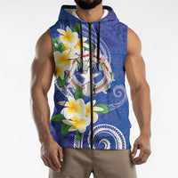 Northern Mariana Islands Chamorro Sleeveless Zip Hoodie Plumeria Curves Style Navy Version LT05 - Polynesian Pride