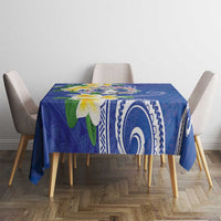 Northern Mariana Islands Chamorro Tablecloth Plumeria Curves Style Navy Version