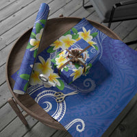Northern Mariana Islands Chamorro Wrapping Paper Plumeria Curves Style Navy Version