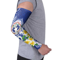 Northern Mariana Islands Arm Sleeves Polynesian Pattern With Frangipani