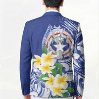 Northern Mariana Islands Blazer Polynesian Pattern With Frangipani
