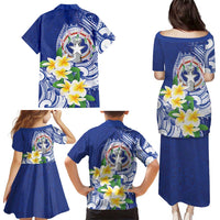 Northern Mariana Islands Family Matching Puletasi and Hawaiian Shirt Polynesian Pattern With Frangipani