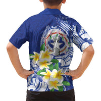 Northern Mariana Islands Family Matching Short Sleeve Bodycon Dress and Hawaiian Shirt Polynesian Pattern With Frangipani